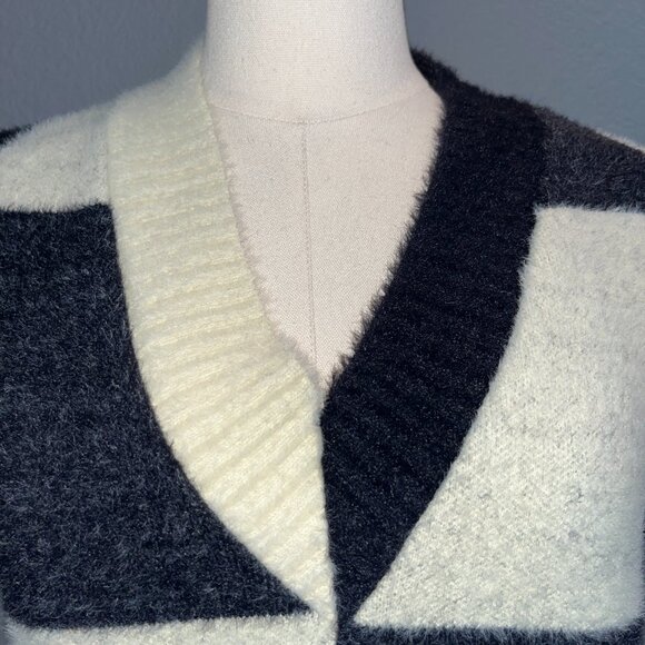 ASO WEDNESDAY ADDAMS FAMILY BLACK & WHITE CHECK COLOR BLOCK SWEATER VEST - Picture 2 of 6